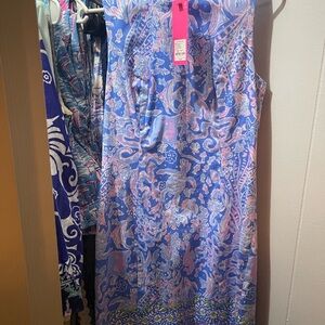 Lilly Pulitzer Blue and Pink Midi Dress